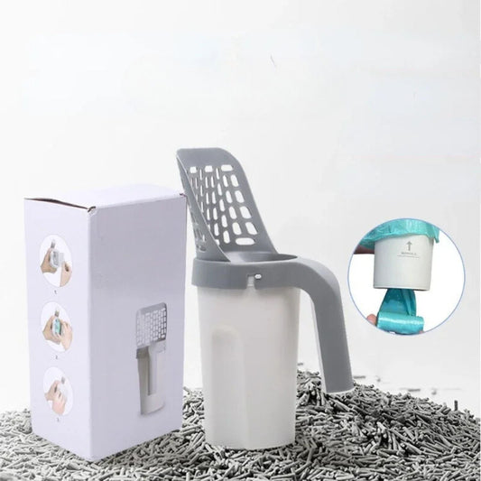 Cat Litter Scoop with Waste Bin | Incl. 8 Trash Bag Rolls