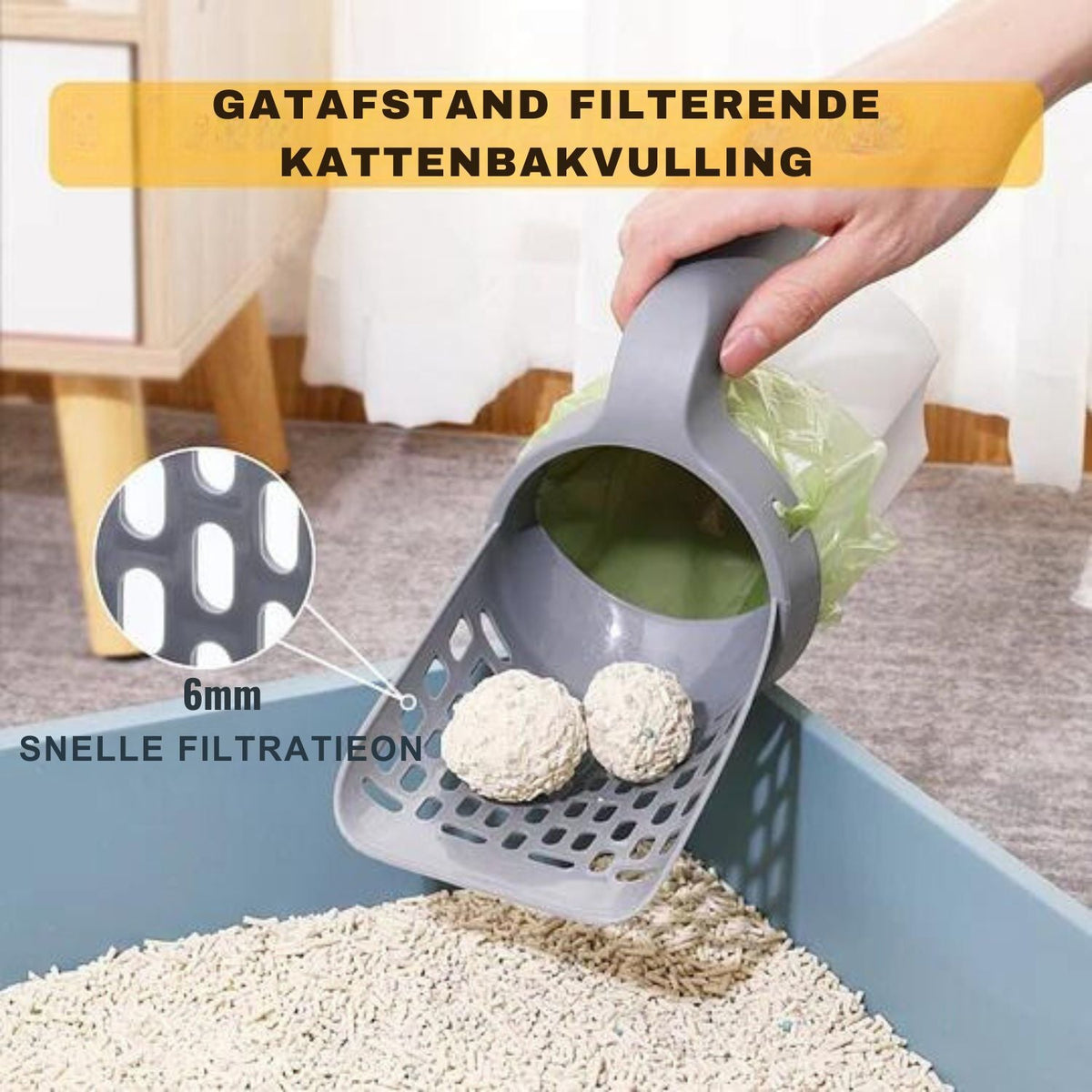 Cat Litter Scoop with Waste Bin | Incl. 8 Trash Bag Rolls