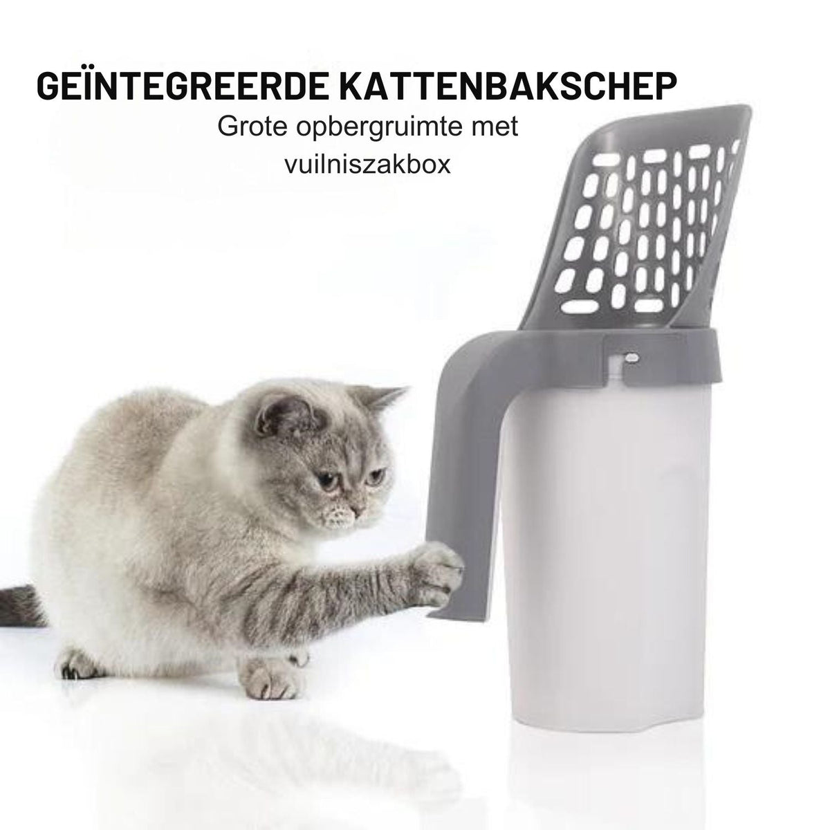 Cat Litter Scoop with Waste Bin | Incl. 8 Trash Bag Rolls