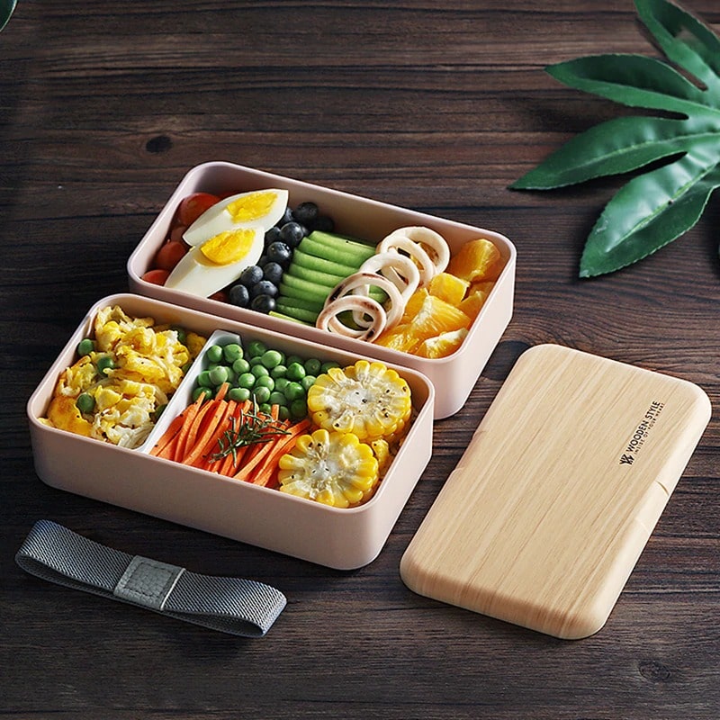 Chic Beige Wood-Look Lunch Box