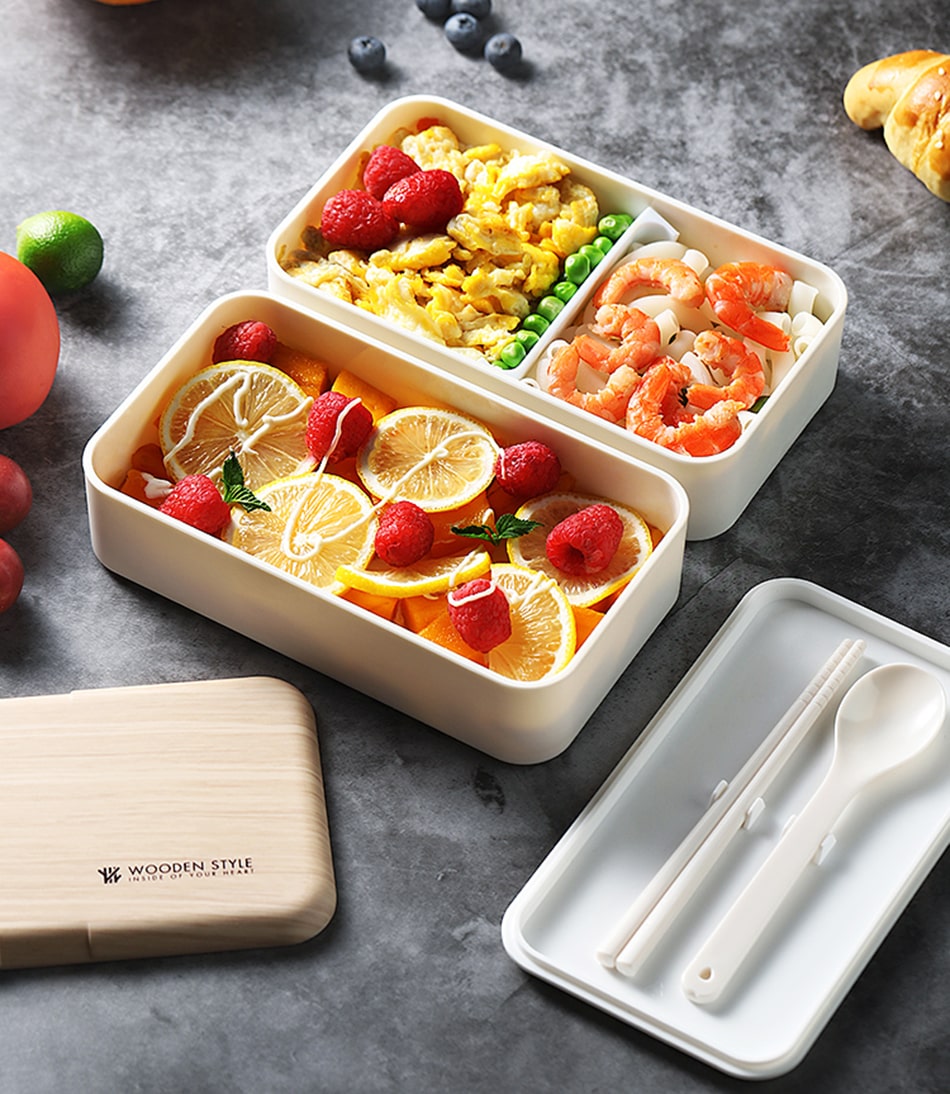 Chic Beige Wood-Look Lunch Box