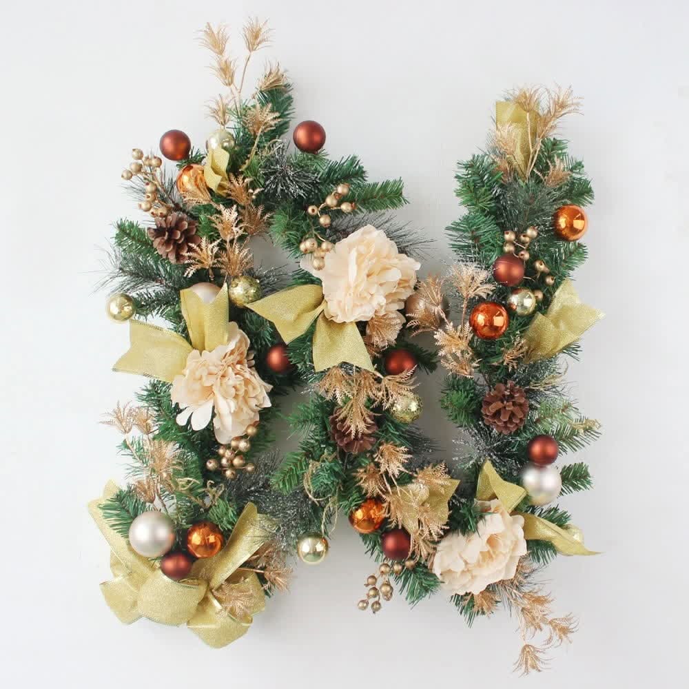Christmas Garland for Mantel with Ornaments, Artificial Pine and Faux Roses