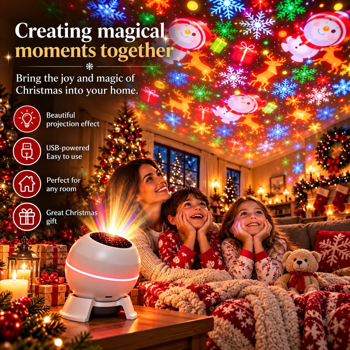 Christmas Projector with Animated Light Patterns