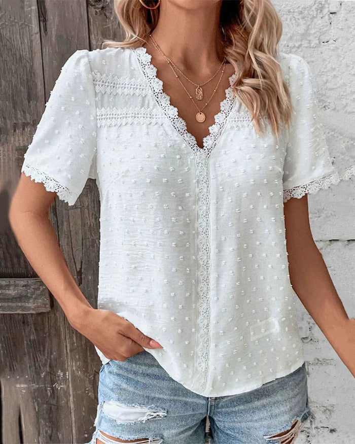 Image of Christy | Women's V-Neck Puff Sleeve Blouse