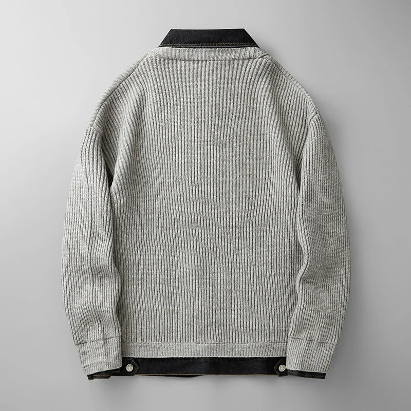 Image of Clark | Men's Button-Down Ribbed Knit Cardigan