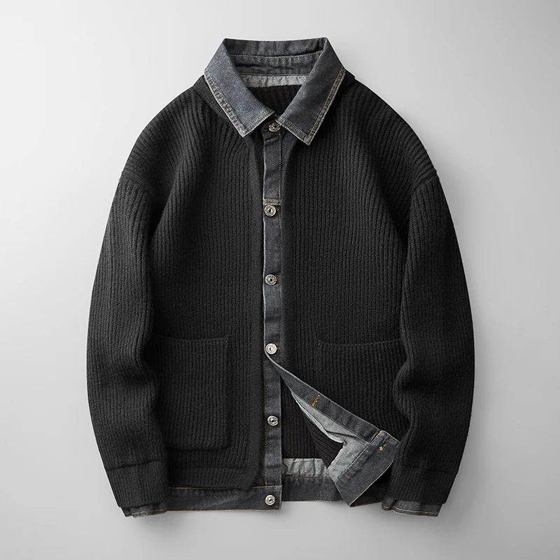 Image of Clark | Men's Button-Down Ribbed Knit Cardigan