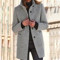 Classic Women's Wool Coat with Retro Button Closure