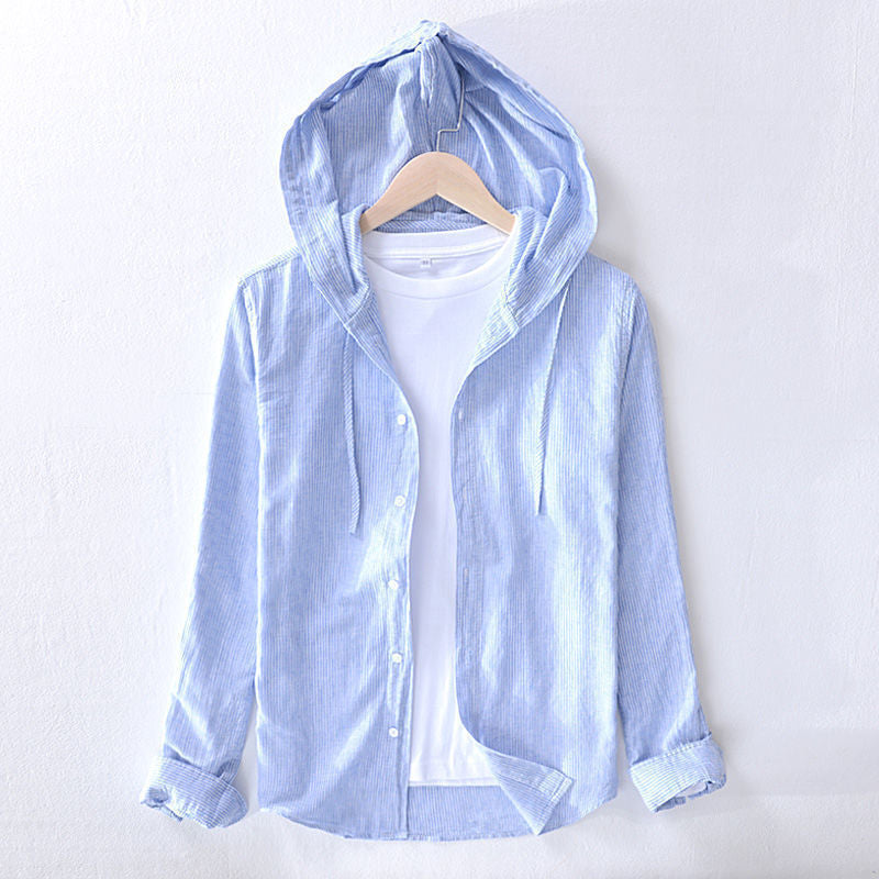 Image of Conrad | Men's Hooded Long Sleeve Button-Down Shirt