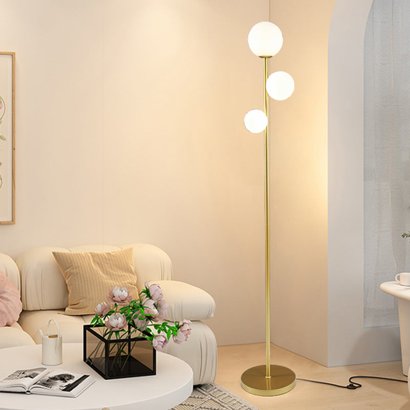 Contemporary 3-Light Acrylic and Iron Globe Standing Floor Lamp for Bedroom