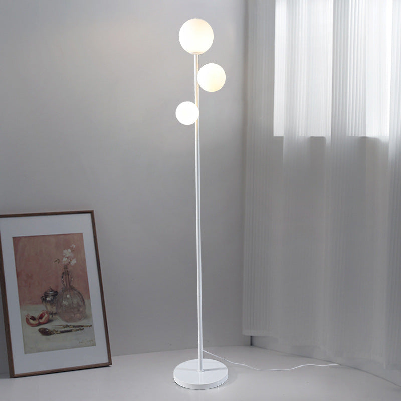 Contemporary 3-Light Acrylic and Iron Globe Standing Floor Lamp for Bedroom