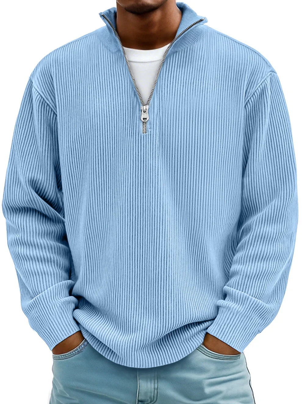 Image of David | Men's Half-Zip Ribbed Sweater