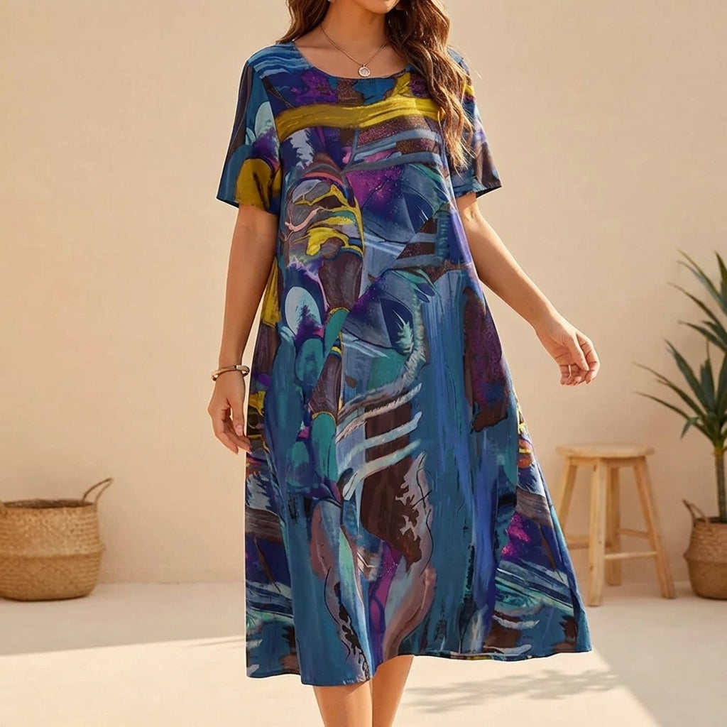 Image of Dianna | Women's Short Sleeve A-Line Midi Dress