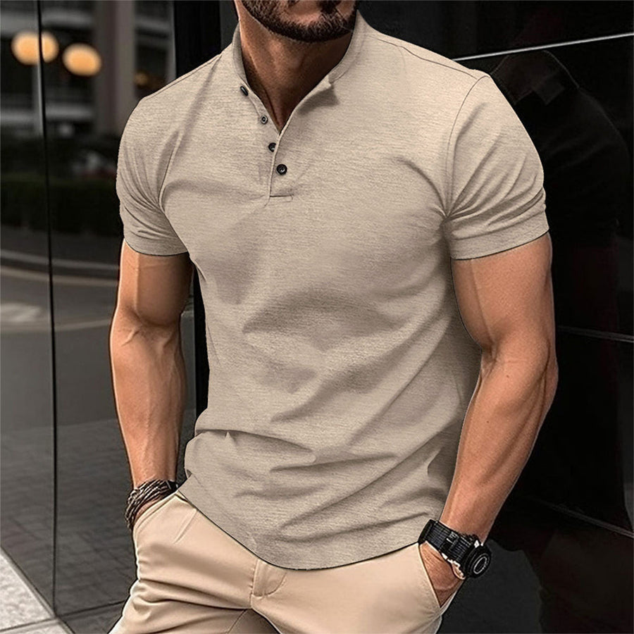Image of Easton | Men's Short Sleeve Henley Polo Shirt