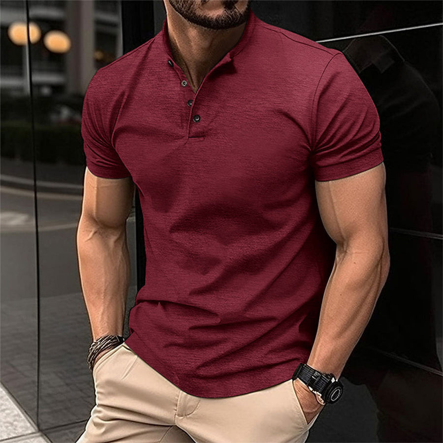 Image of Easton | Men's Short Sleeve Henley Polo Shirt