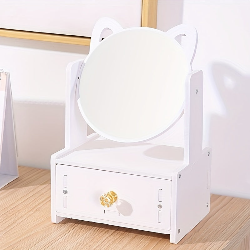 Elegant Makeup Mirror with Storage Drawer – Stylish Tabletop Design for a Refined Beauty Routine