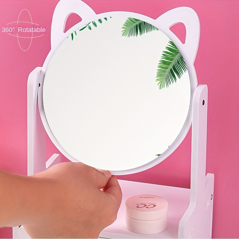 Elegant Makeup Mirror with Storage Drawer – Stylish Tabletop Design for a Refined Beauty Routine
