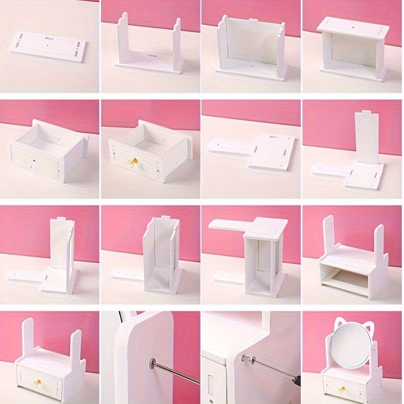 Elegant Makeup Mirror with Storage Drawer – Stylish Tabletop Design for a Refined Beauty Routine