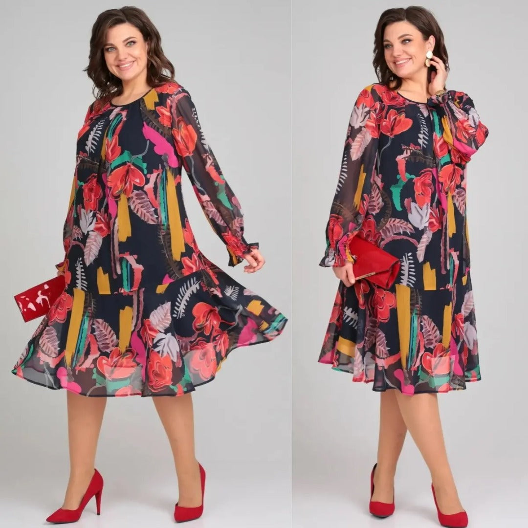 Image of Ellen | Women's Long Sleeve A-Line Midi Dress