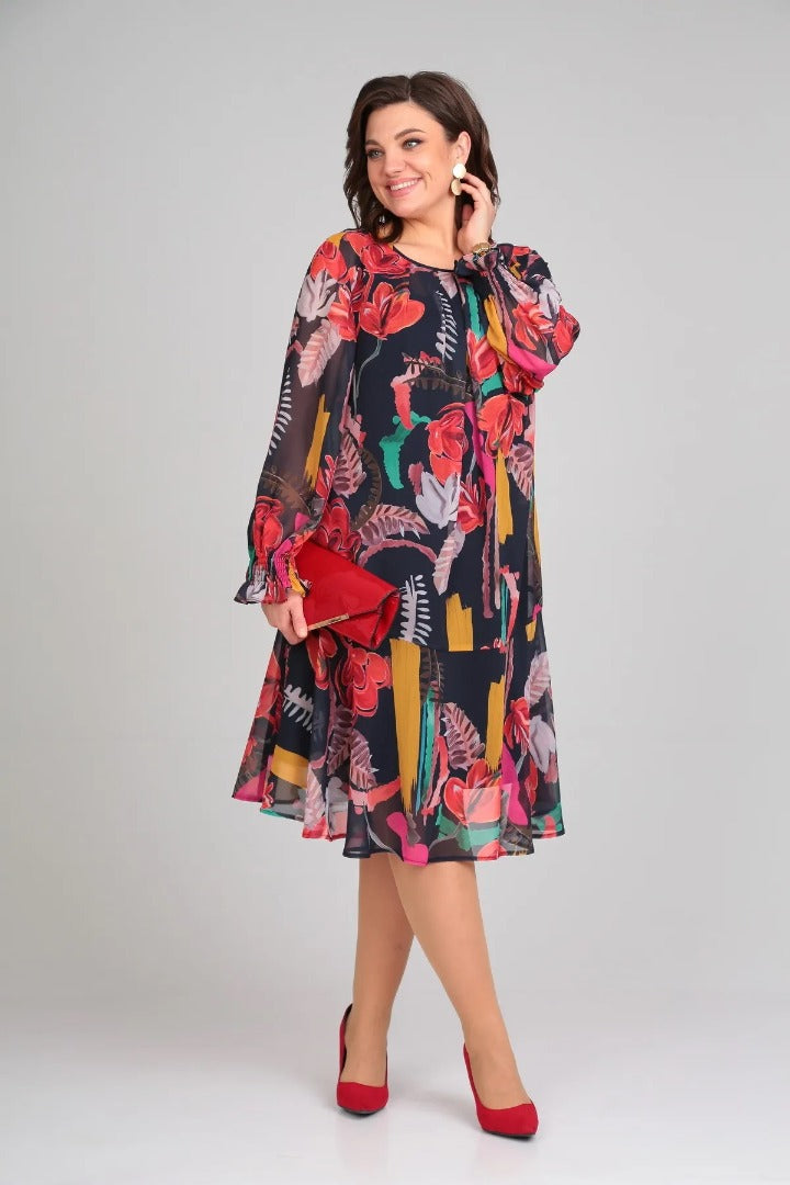 Image of Ellen | Women's Long Sleeve A-Line Midi Dress
