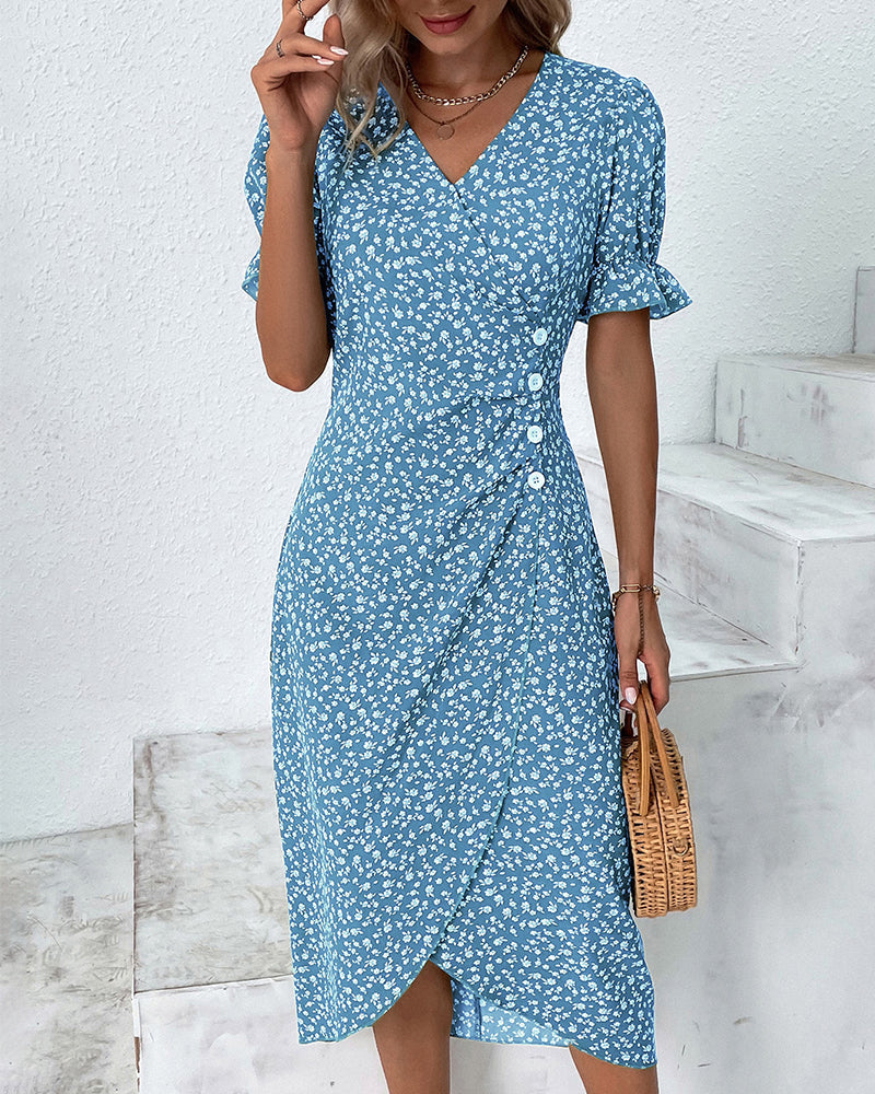 Image of Esme | Women's V-Neck Wrap Midi Dress