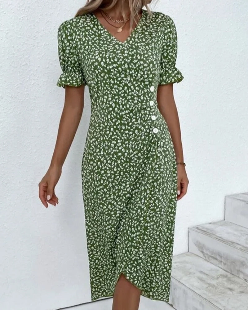 Image of Esme | Women's V-Neck Wrap Midi Dress