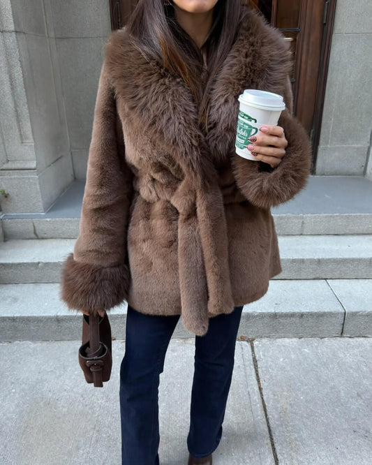 Faux Fur Trim Coat