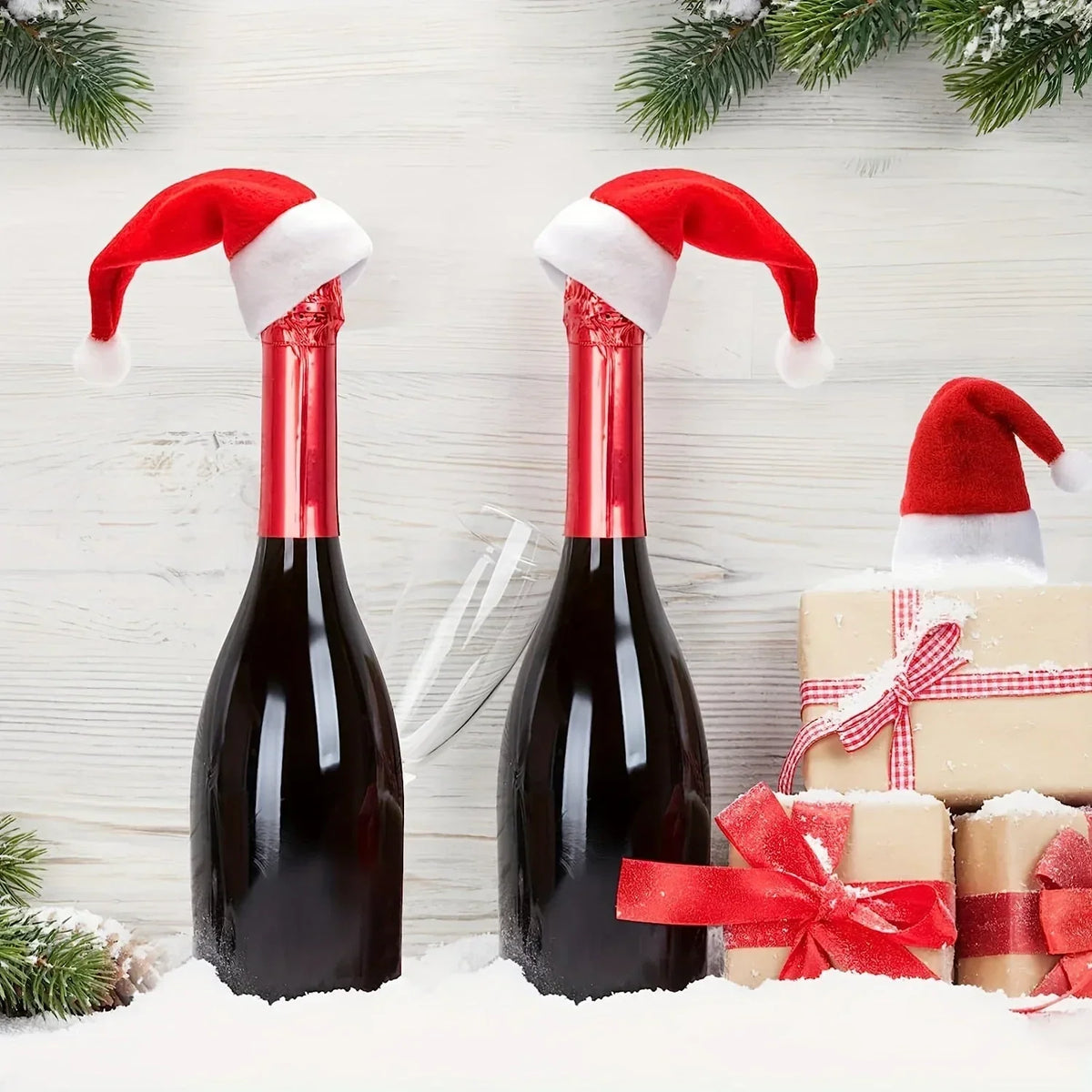 Felt Santa Hat Cutlery Holders with Pom-Pom Christmas Table Decoration Set