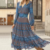 Fiona | Women's V-Neck Long Sleeve Maxi Dress