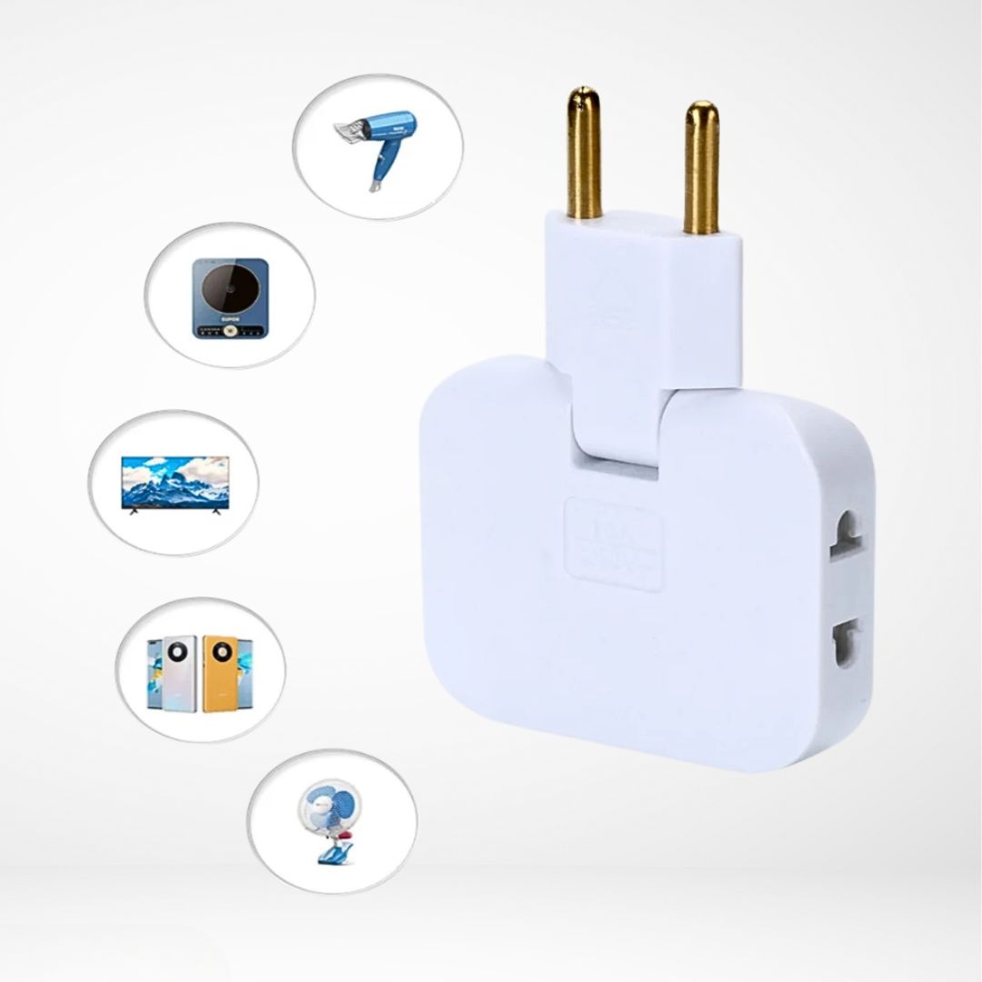 Flat Plug Adapter - 1 to 3 Outlet Splitter for Tight Spaces