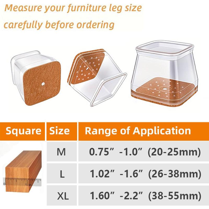 Bel Hills | Clear Silicone Chair Leg Caps with Integrated Felt Pads