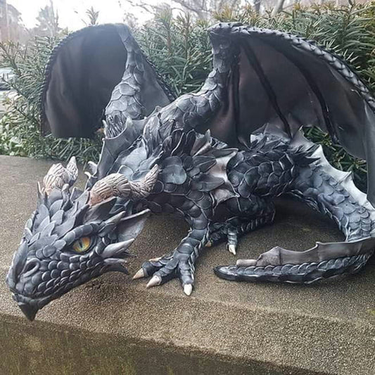 Bel Hills | Crouching Dragon Guardian Statue: Gothic Outdoor Decoration