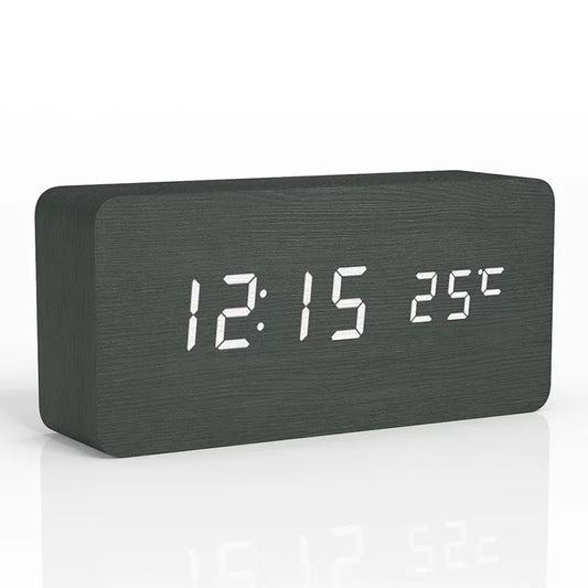Bel Hills | Digital Wooden Alarm Clock | LED Display, Silent Operation