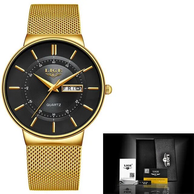 Bel Hills | Luxury Men’s Ultra-Thin Waterproof Stainless Steel Quartz Watch – Elegant Date Display Sports Wristwatch