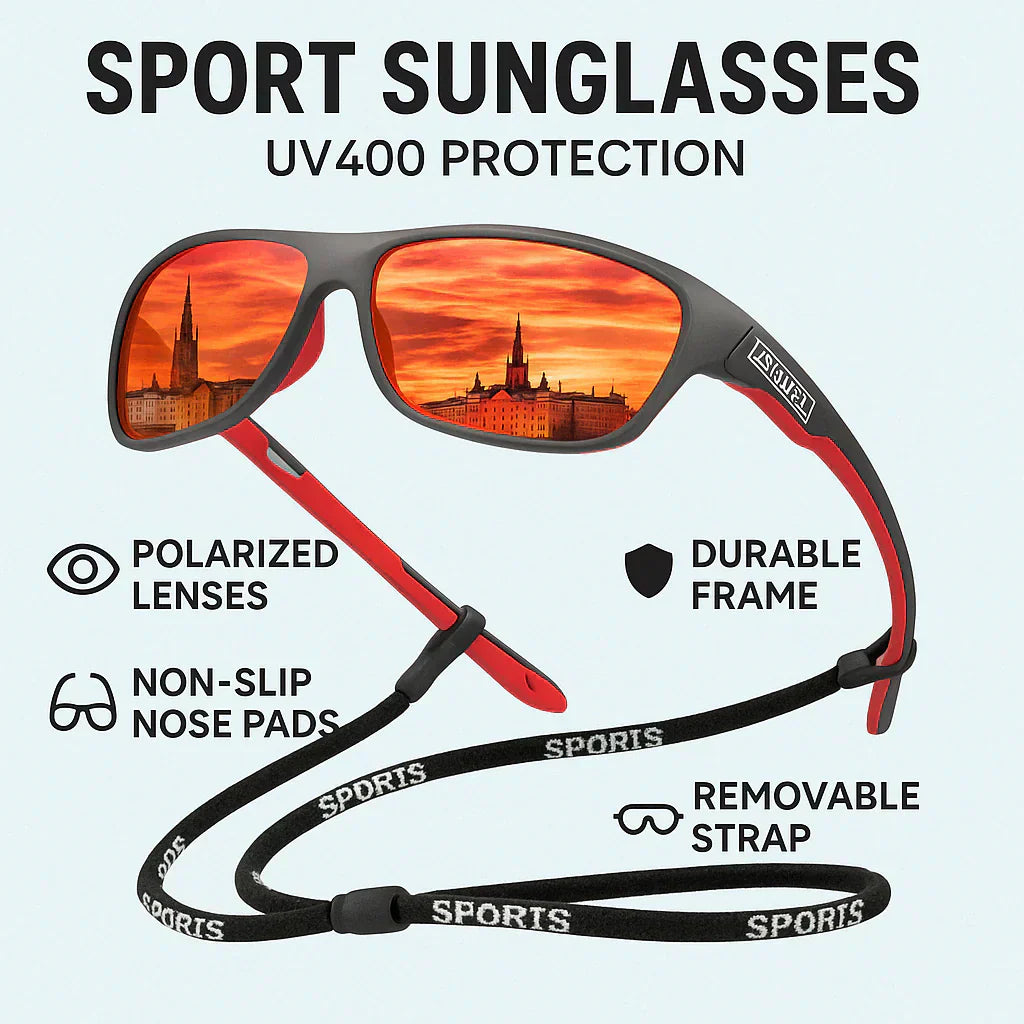 Bel Hills | Men's Polarized Sports Sunglasses UK – UV400 Wrap Around Sunglasses for Cycling, Running & Outdoor Activities | Lightweight & Glare Protection