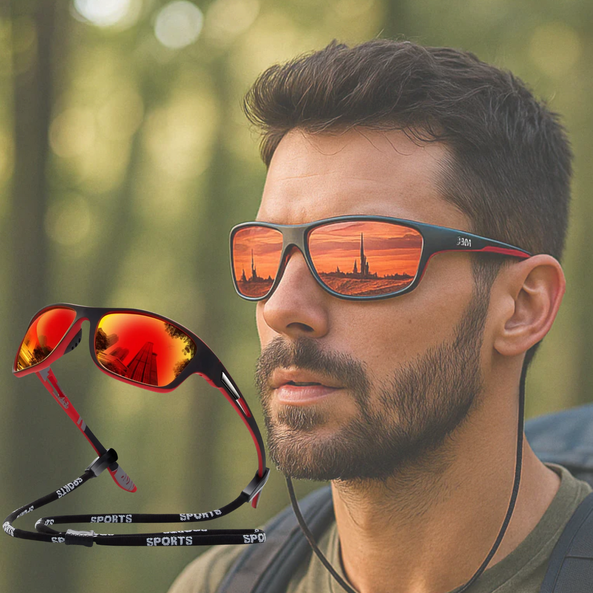 Bel Hills | Men's Polarized Sports Sunglasses UK – UV400 Wrap Around Sunglasses for Cycling, Running & Outdoor Activities | Lightweight & Glare Protection