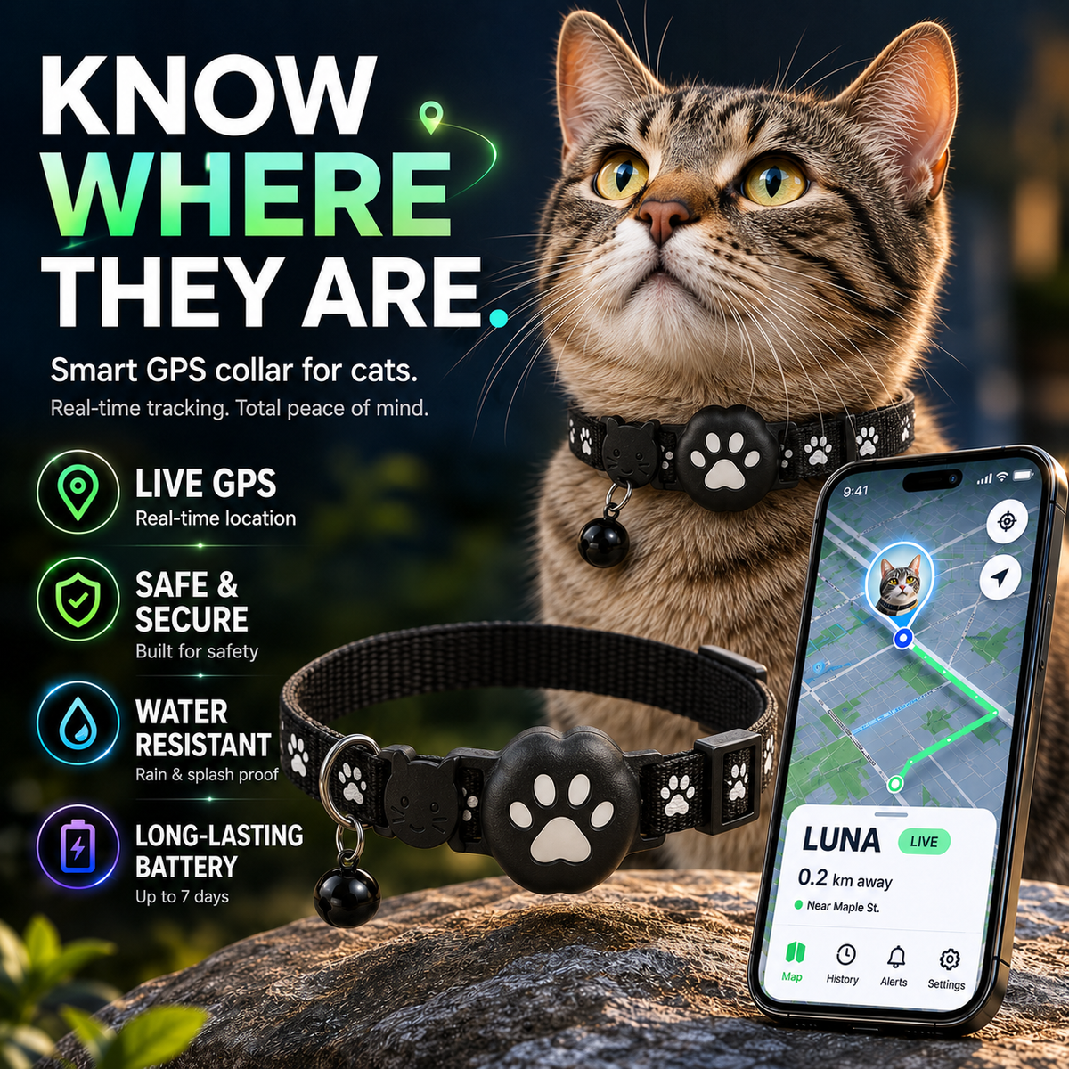 Bel Hills | Pawtrackr GPS-Enabled Adjustable Pet Collar