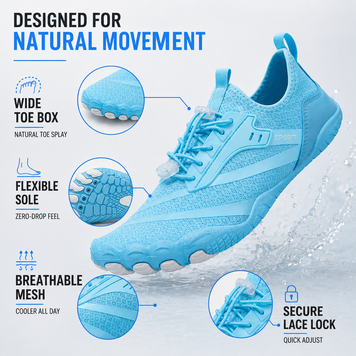 Bel Hills | Strideox Unisex Barefoot Sole Sports Shoe