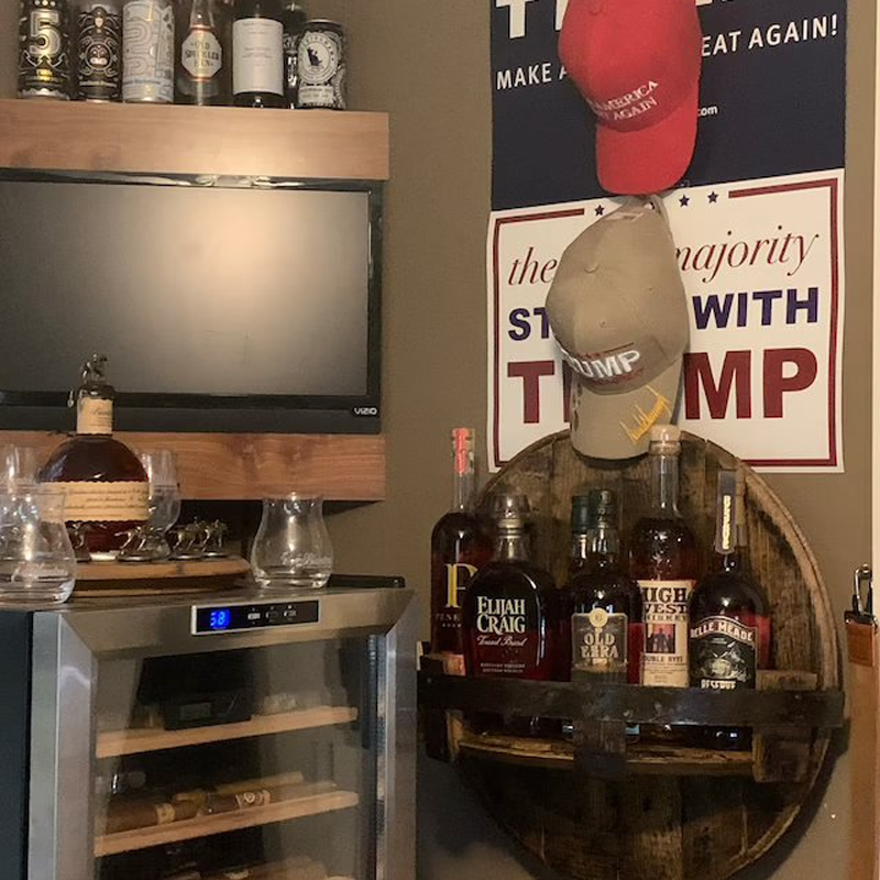 Bel Hills | Whiskey Barrel Wall Shelf | Rustic Solid Wood Design | Round