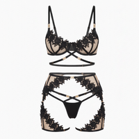 Floral Lace 3-Piece Lingerie Set