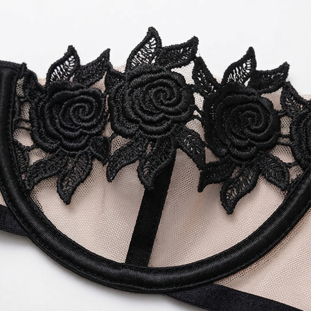 Floral Lace 3-Piece Lingerie Set