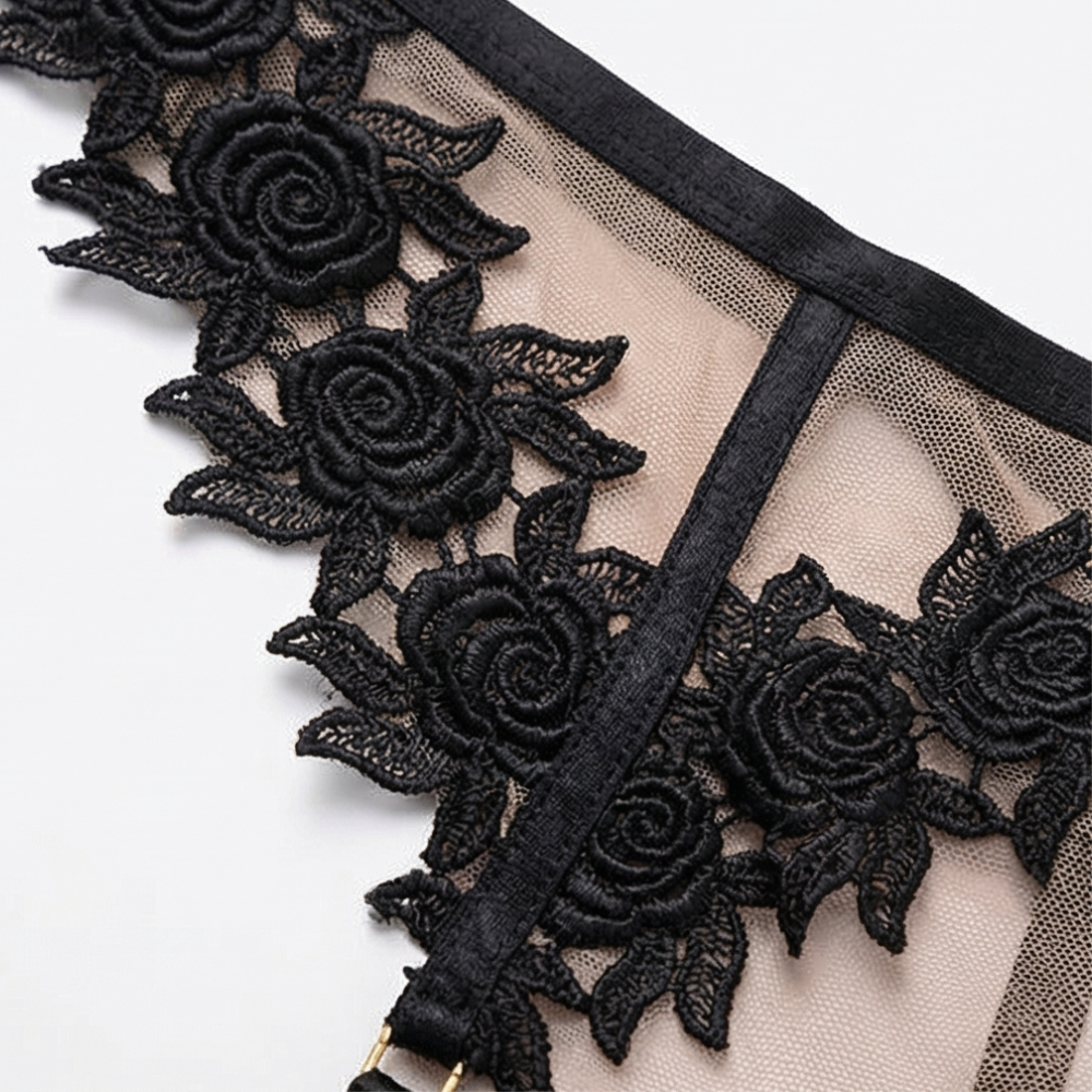 Floral Lace 3-Piece Lingerie Set