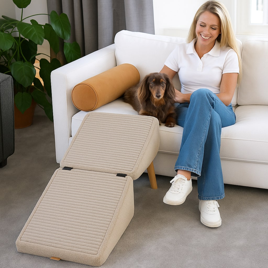 Folding Foam Pet Steps and Stair Stool for Sofas and Beds