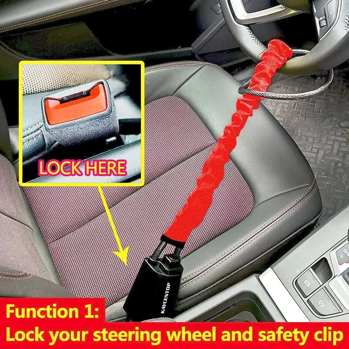 GuardDrive | Universal Steering Wheel Lock with Seatbelt Protection