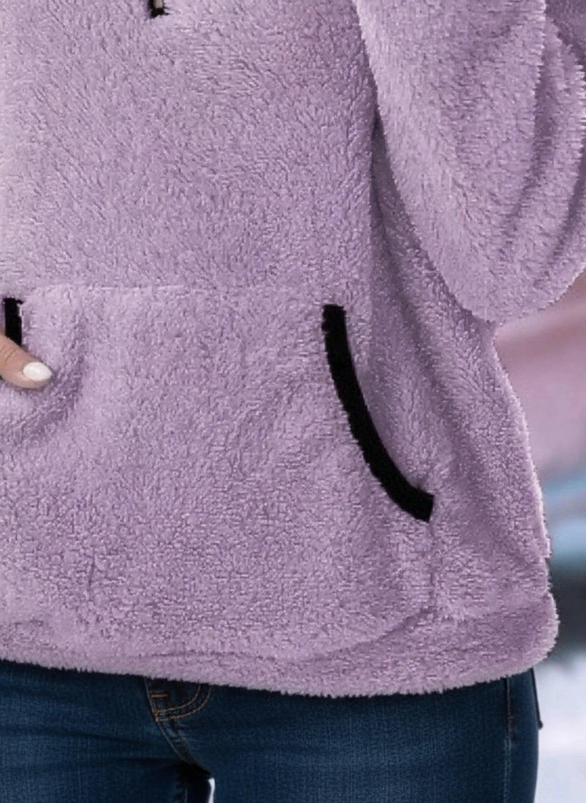 Half Zip Fleece Teddy Sweater for Women