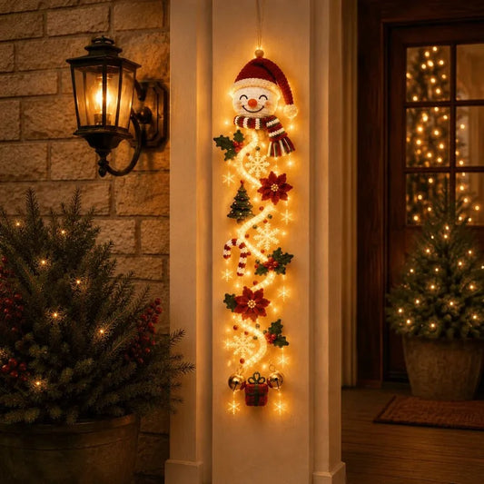 Handcrafted Christmas Door Hanger with 6 Festive Light Designs