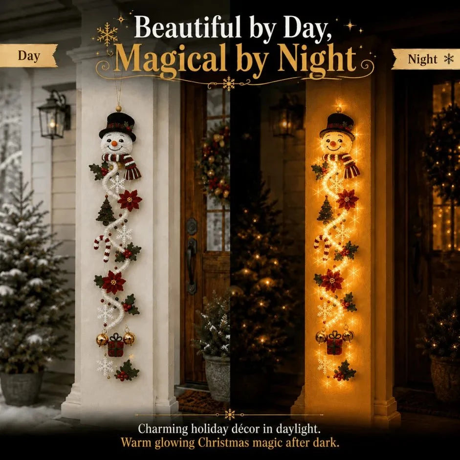 Handcrafted Christmas Door Hanger with 6 Festive Light Designs