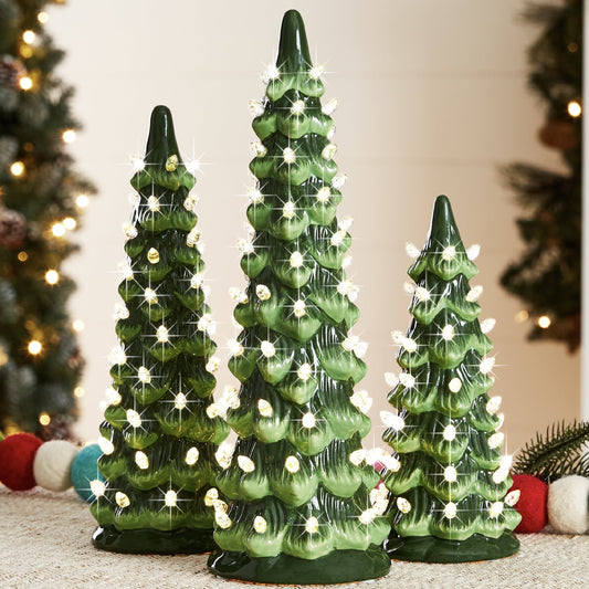 Handmade Ceramic Christmas Tree with LED Lights