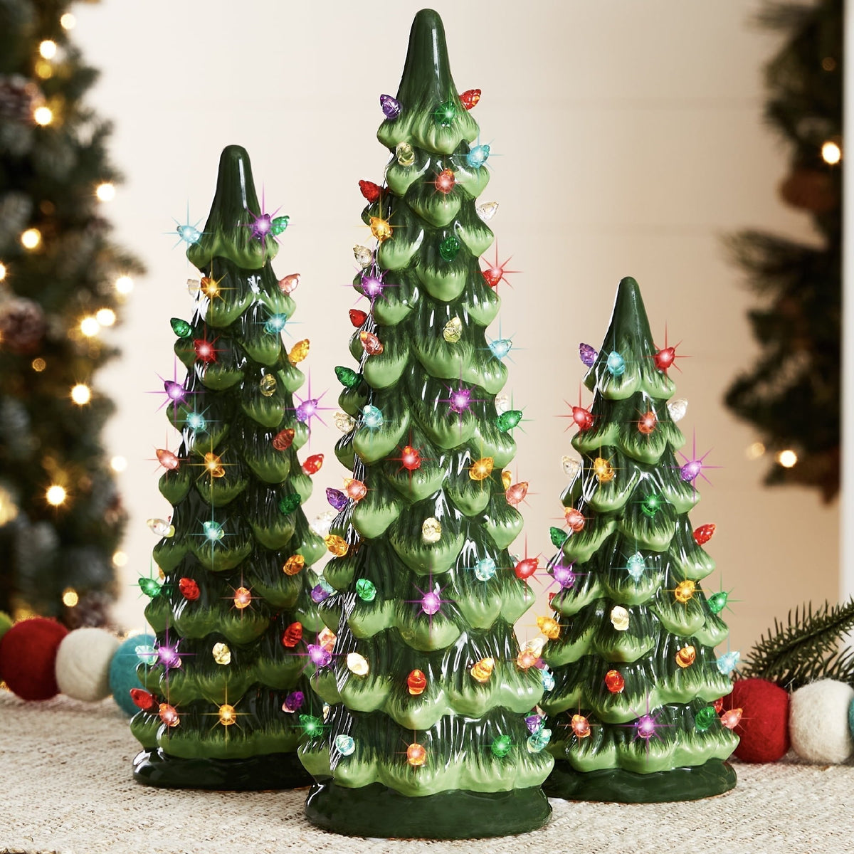 Handmade Ceramic Christmas Tree with LED Lights