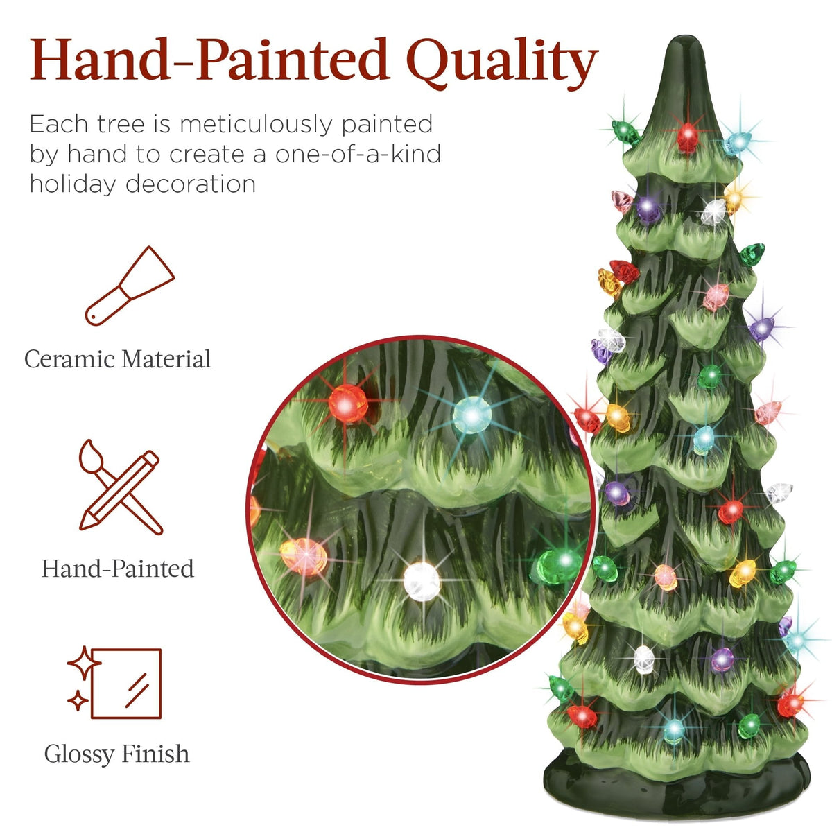 Handmade Ceramic Christmas Tree with LED Lights