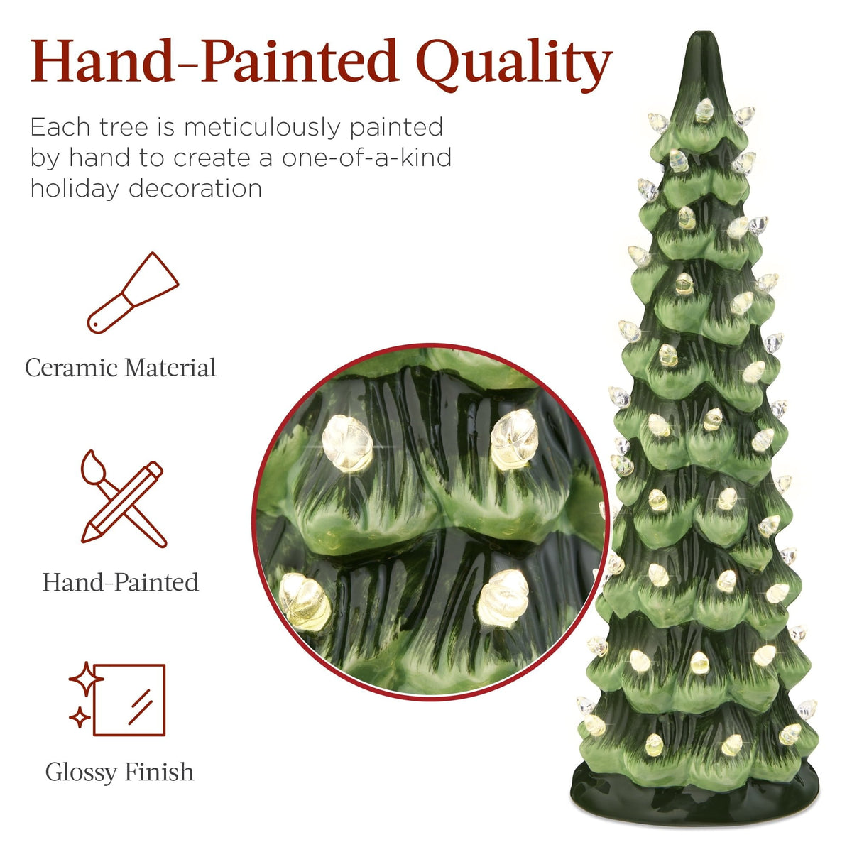 Handmade Ceramic Christmas Tree with LED Lights